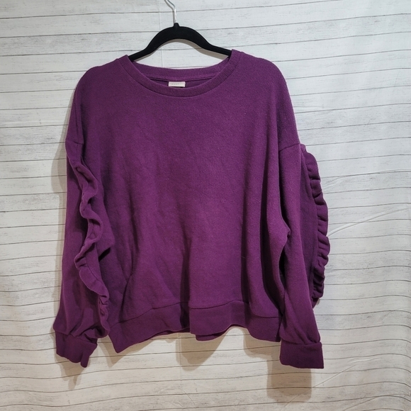 A NEW DAY RUFFLE SLEEVE PURPLE SWEATER, SZ XXL - Picture 2 of 9